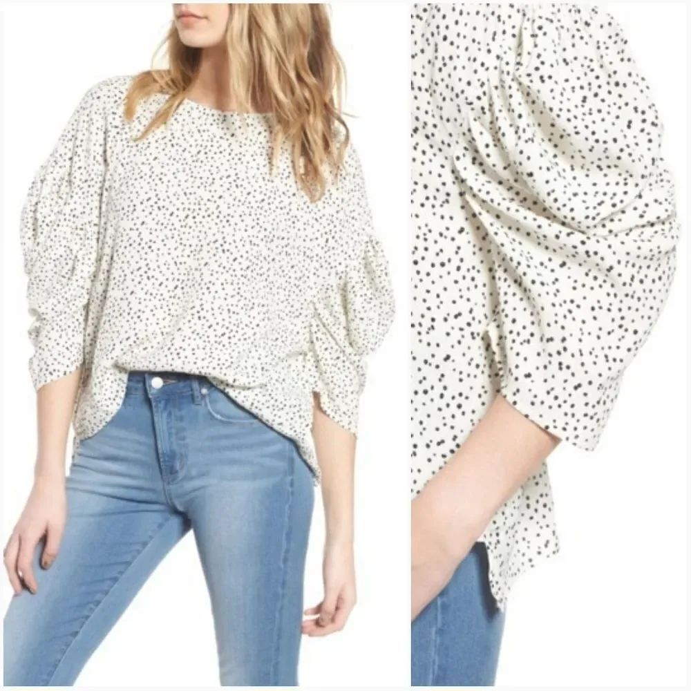 Leith Ruched Sleeve Blouse Size Medium